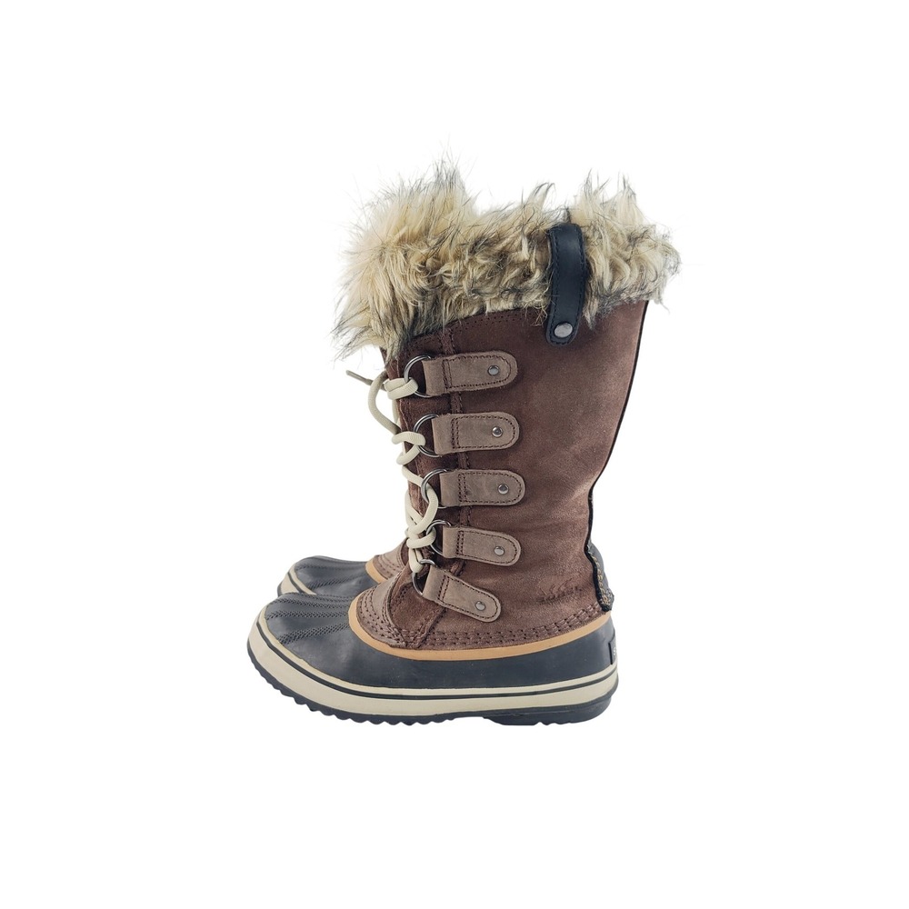 Sorel, Leather, Rubber, Faux Fur Lace-Up‎ Winter Boots, Women, Size 7, Brown.